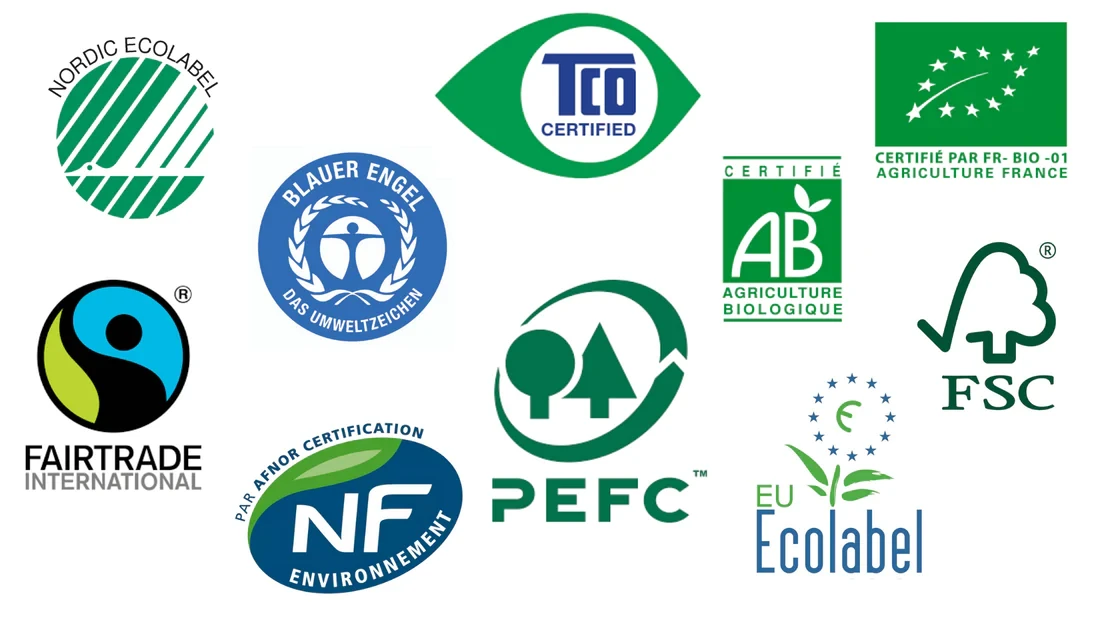 Illustration des différents labels environnementaux applicables au papier et au packaging